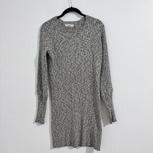 Mod Ref Gray Ribbed Sweater Dress Size S Long Sleeve Casual Heathered Modern